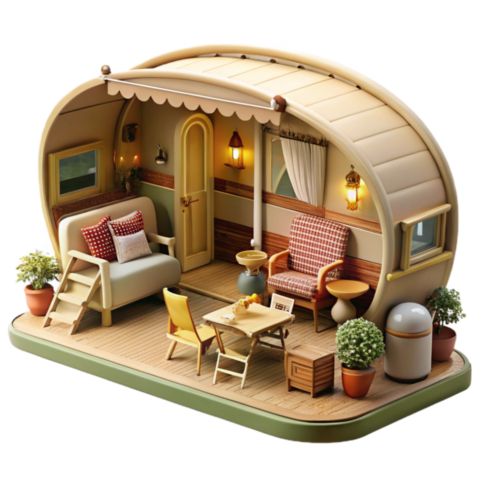 Charming Caravan Miniature Cozy Interior Design png