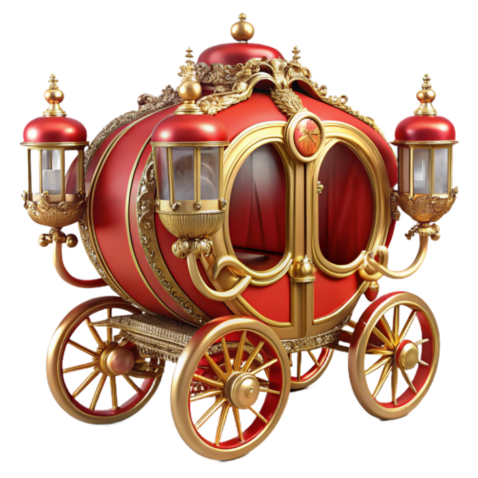 Elegant Red and Gold Carriage A Royal Ride png