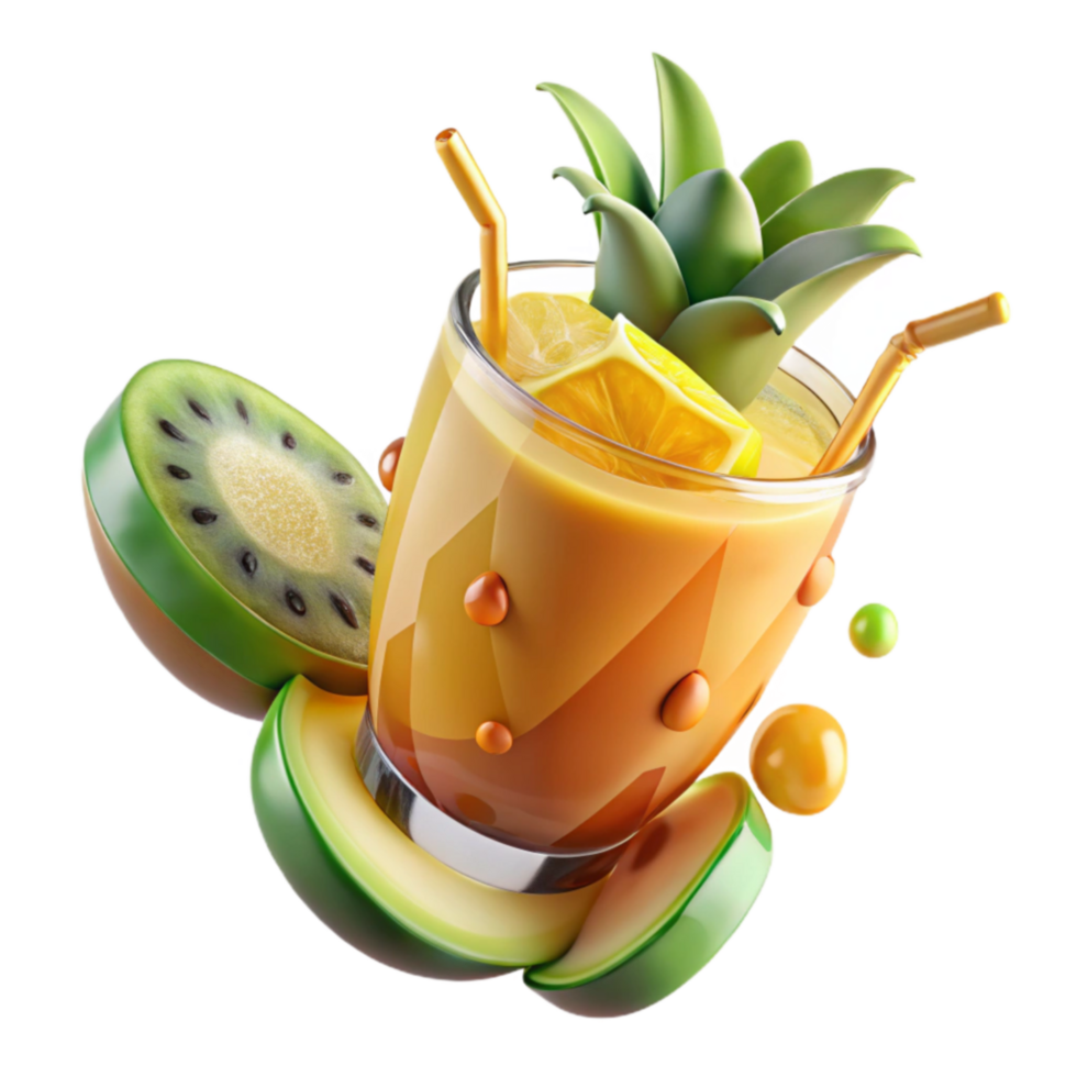 Tropical Fruit Smoothie Refreshing Kiwi, Pineapple, Orange Blend png