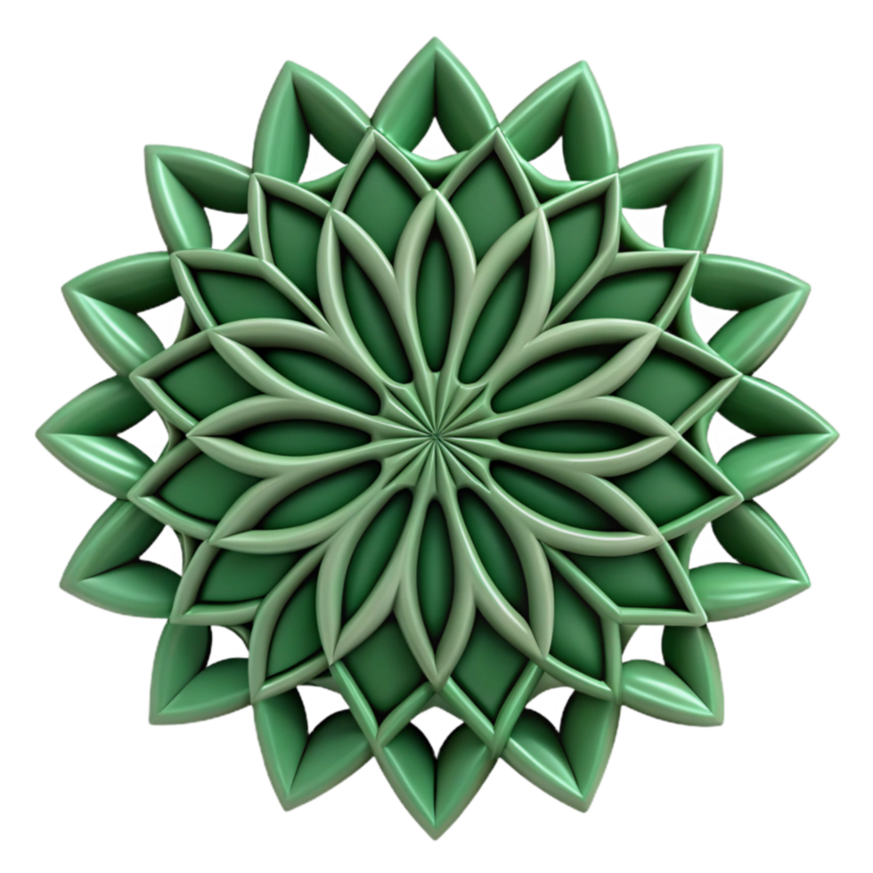Abstract Green Mandala 3D Floral Geometric Design png