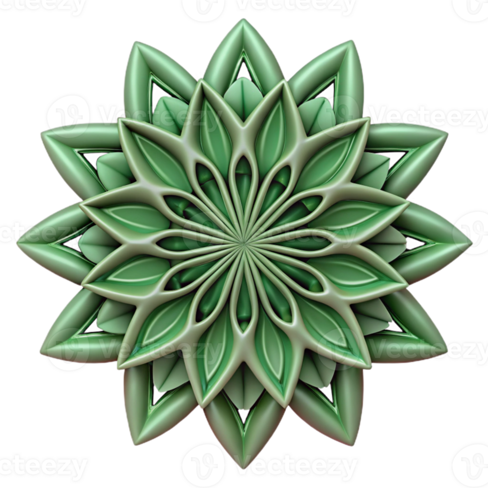Green Geometric Floral Mandala Design png