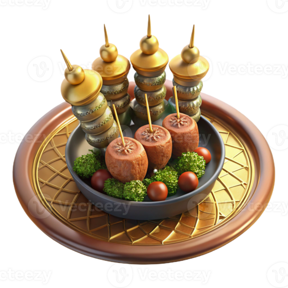 Elegant Appetizer Platter with Grilled Skewers and Spheres png