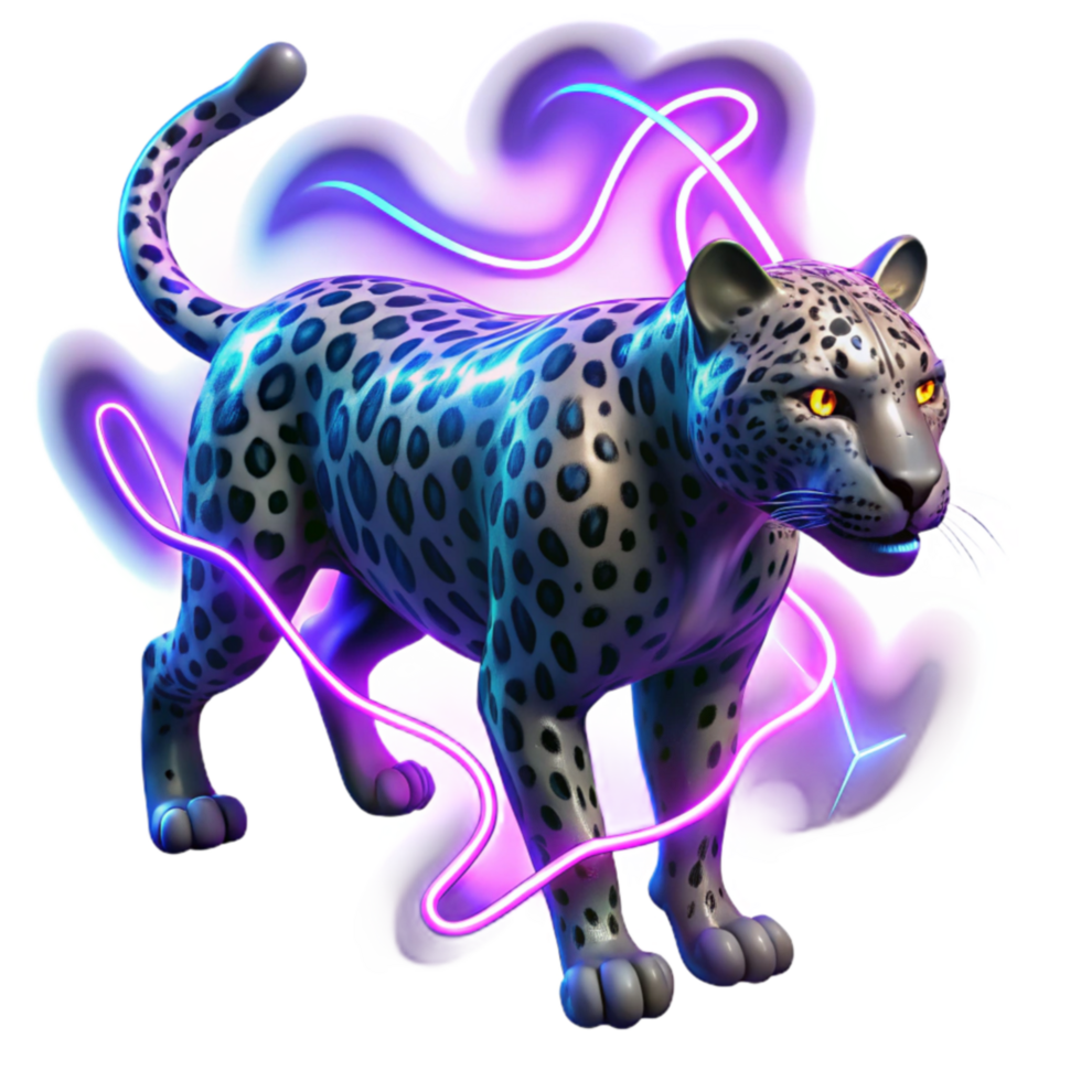 Neon Leopard A Digital Art Piece png