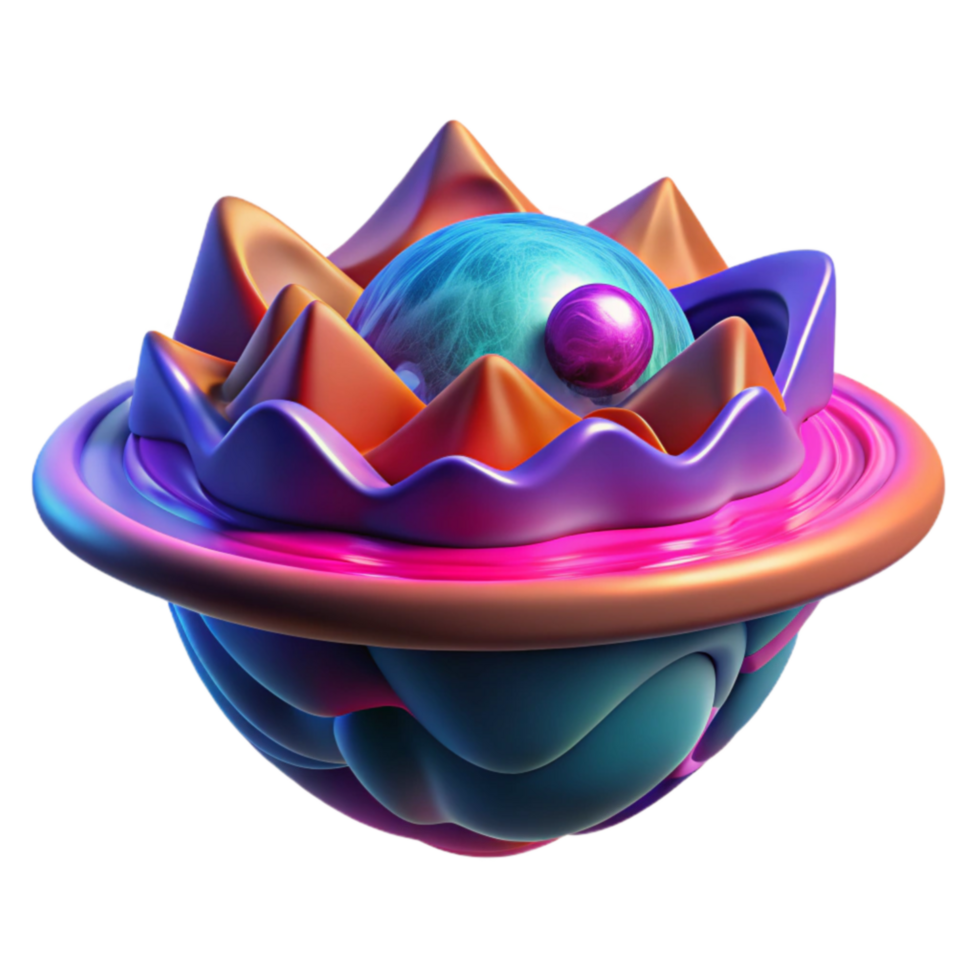 Abstract 3D Render Colorful Orb with Peaks png