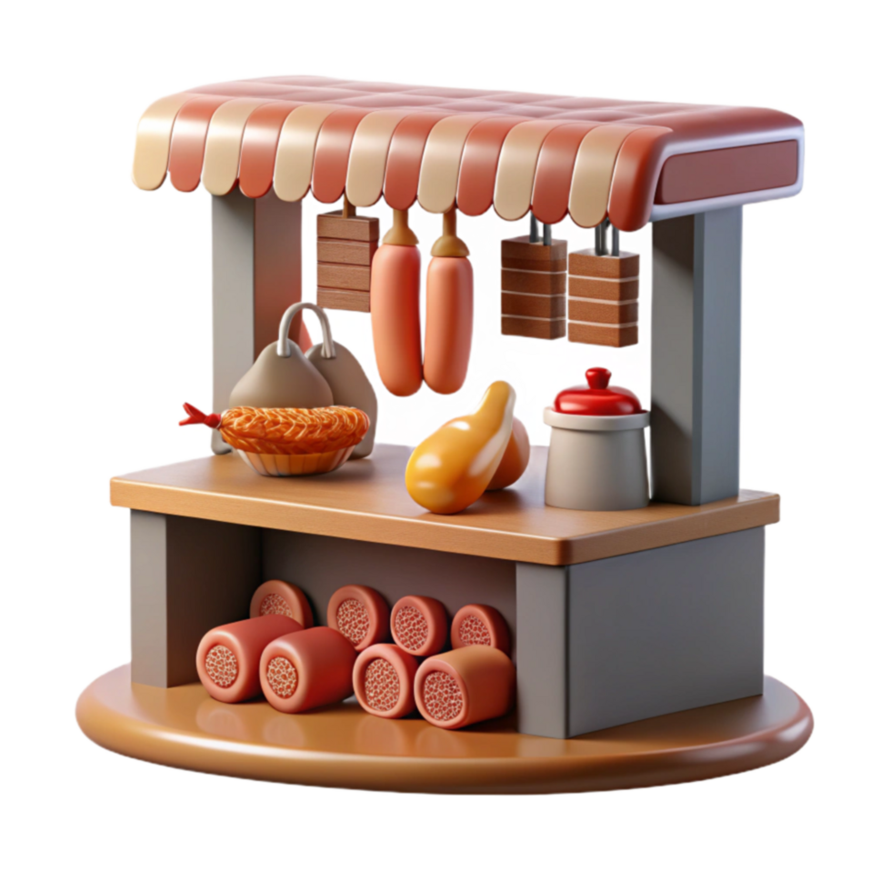 3D Render of a Charming Food Cart png