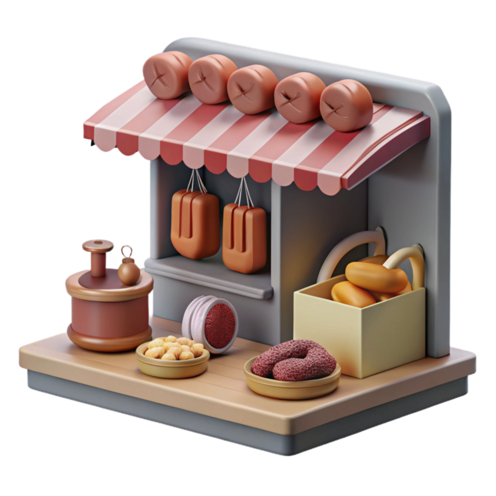 3D Render of a Street Food Stall png