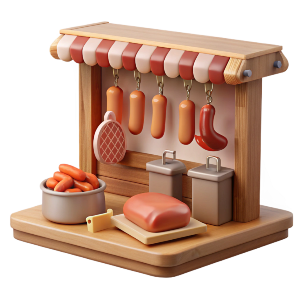 3D Render of a Sausage Stand png