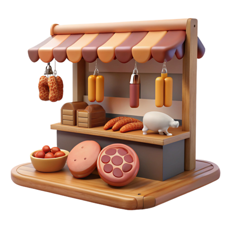 3D Render of a Charming Sausage Stand png
