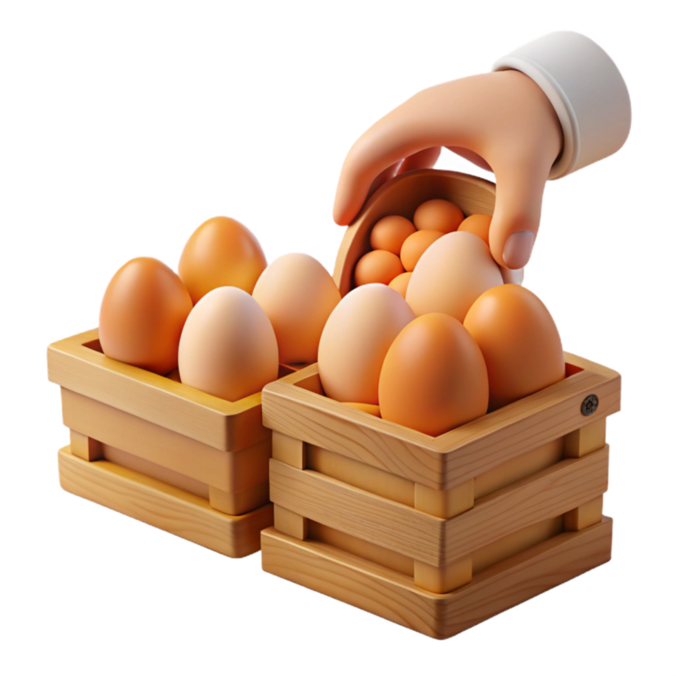 Fresh Eggs in Wooden Crates Farm to Table png