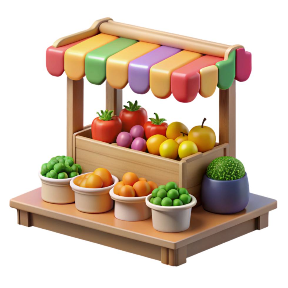 Fruit and Vegetable Market Stall Colorful Produce Display png