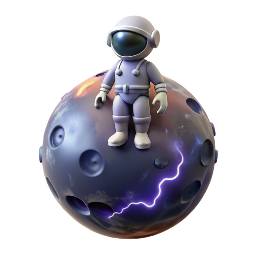 Astronaut on a Planet with Lightning png
