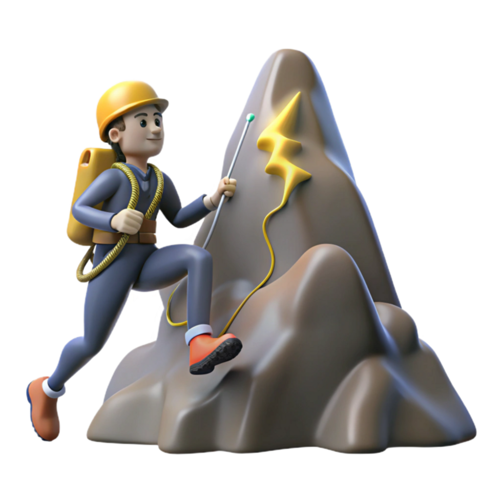 Climber Reaching Mountaintop Energy Source png