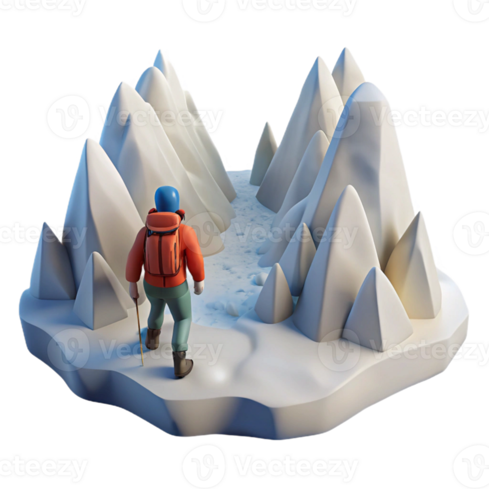 Climber s Journey Through Snowy Mountain Pass png