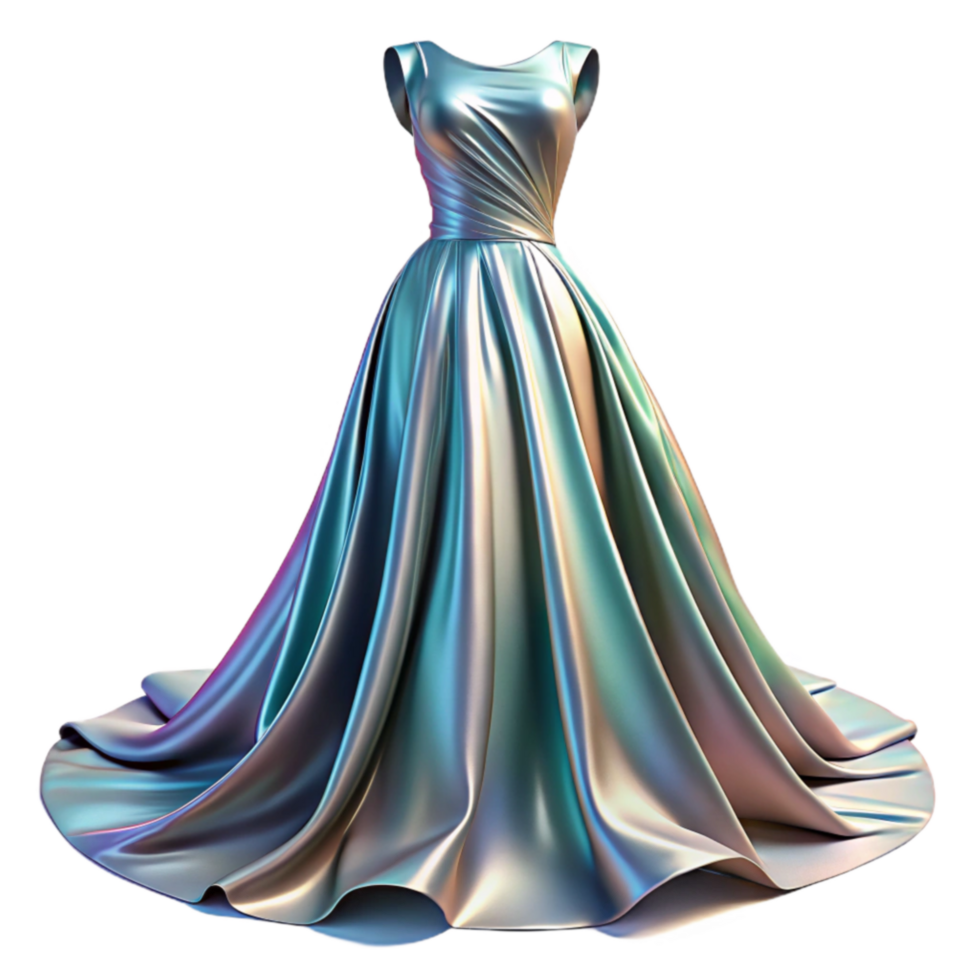 Iridescent Satin Ball Gown Elegant Formal Dress png