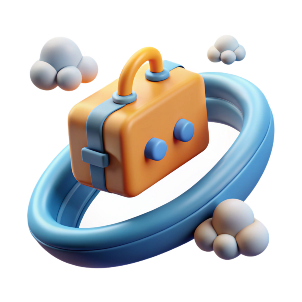 3D Render of Orange Device in Orbit png