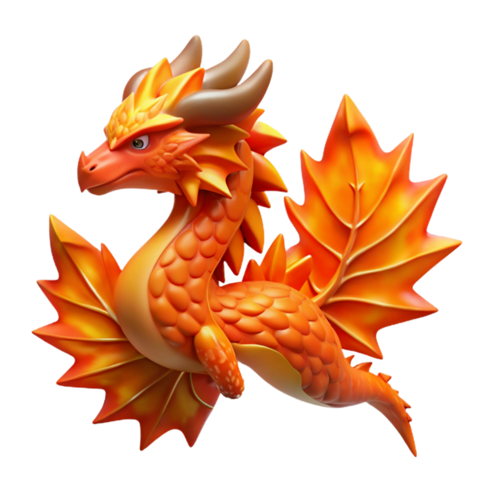 Autumn Dragon 3D Render of a Mythical Creature png