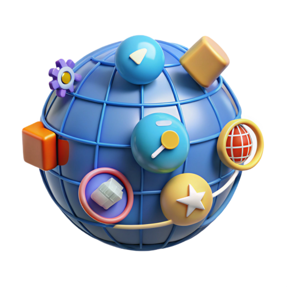 Global Network of Interactive 3D Icons png