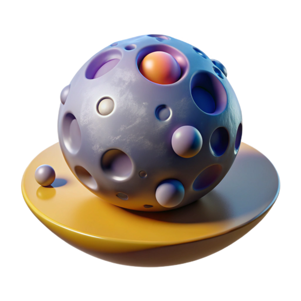 Abstract 3D Render Sphere with Craters and Moons png