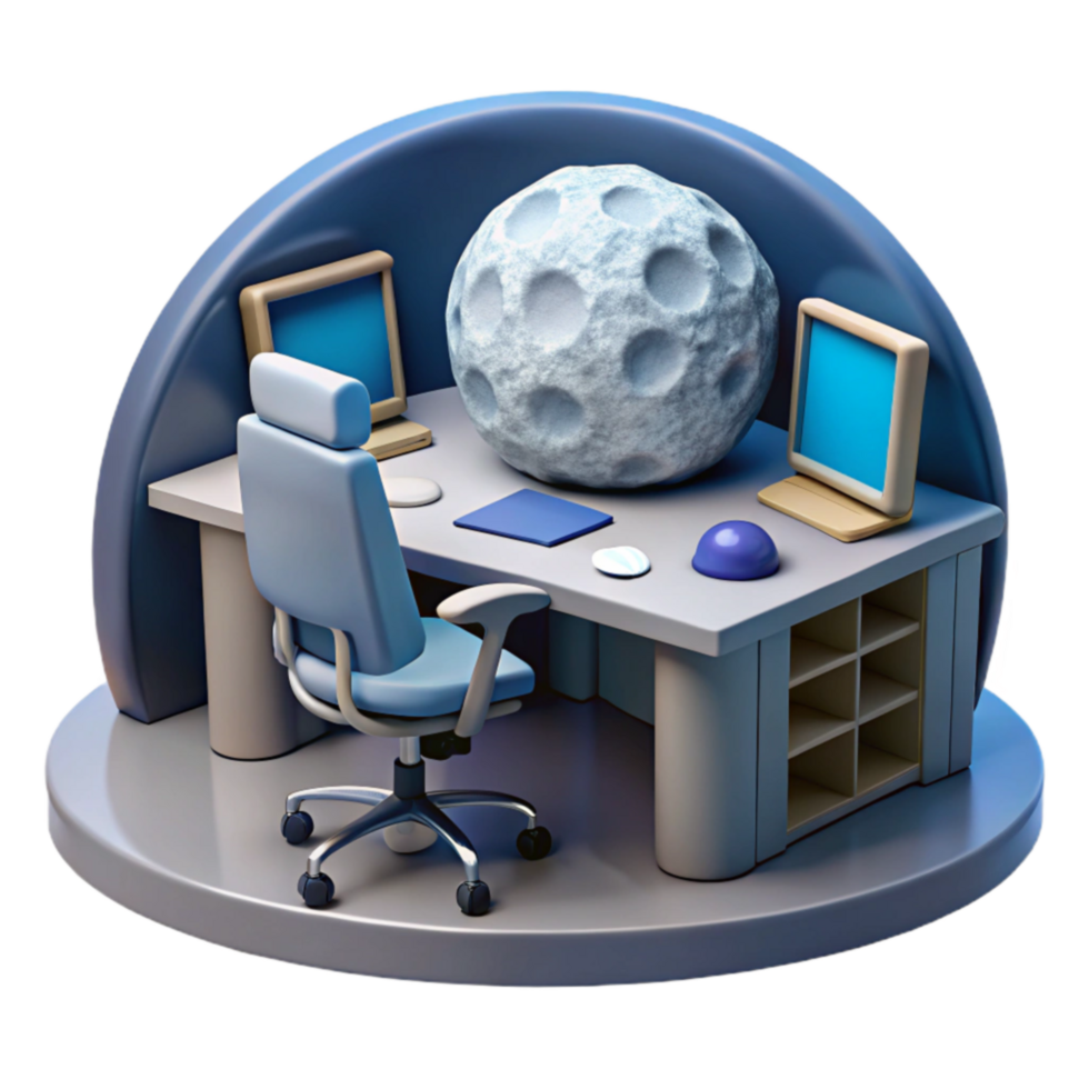 Lunar Office Desk, Computers, Moon png