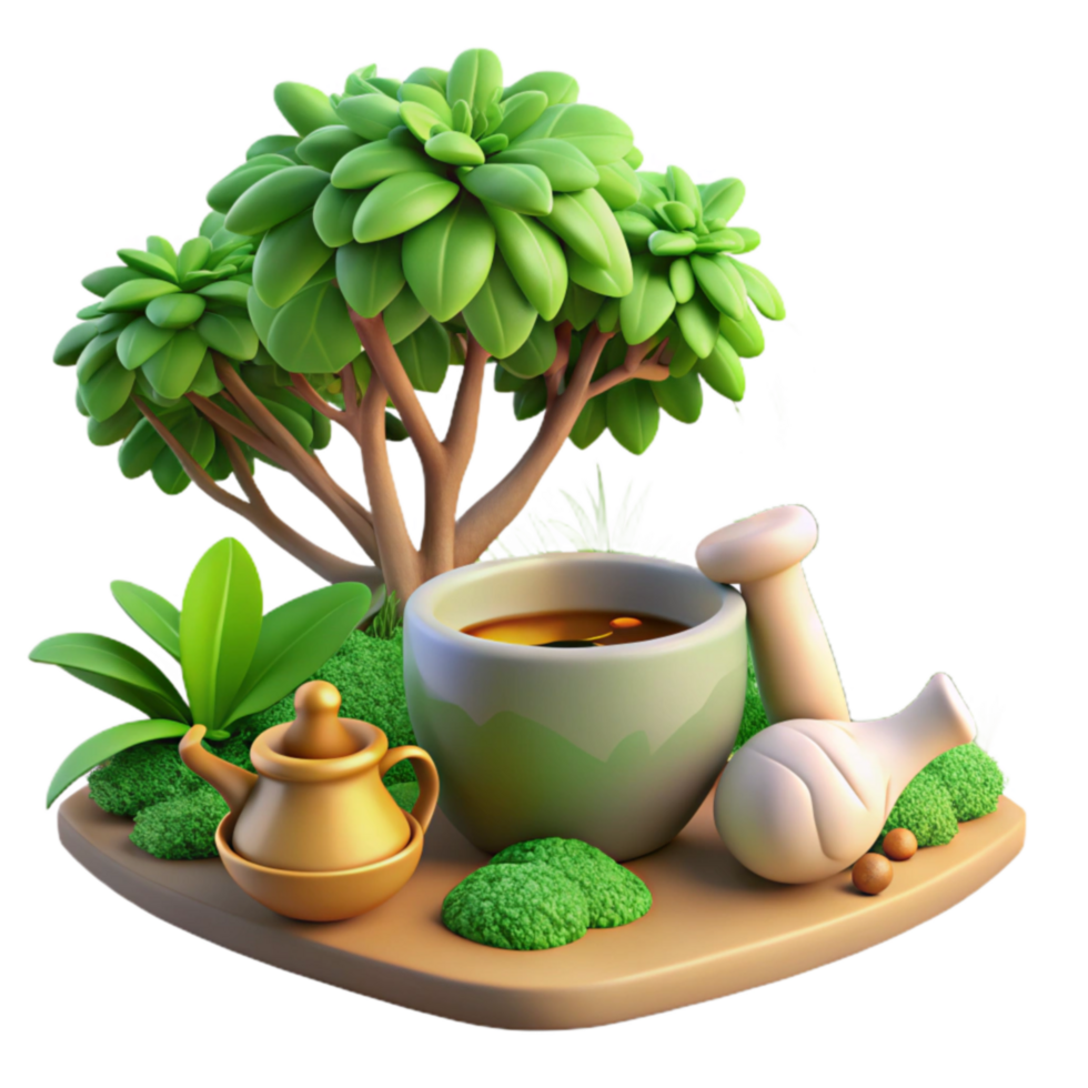 Herbal Tea Ceremony Tranquil Garden Scene png