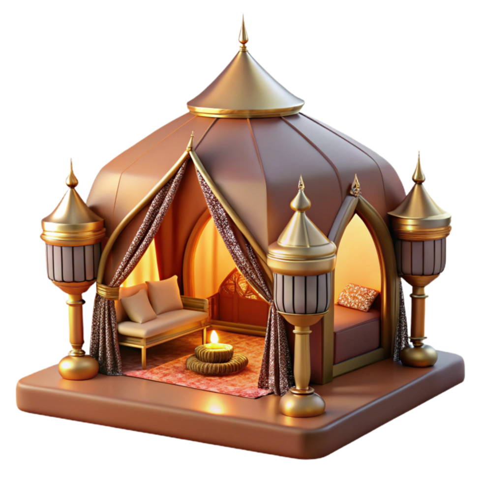 Luxurious Arabian Tent 3D Render png