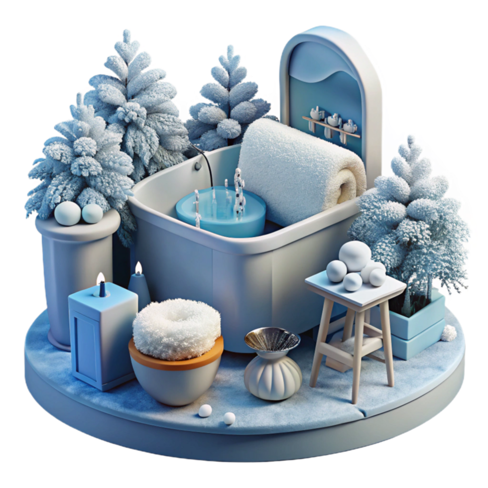 Winter Spa Tub Relaxation, Serenity, and Tranquility png