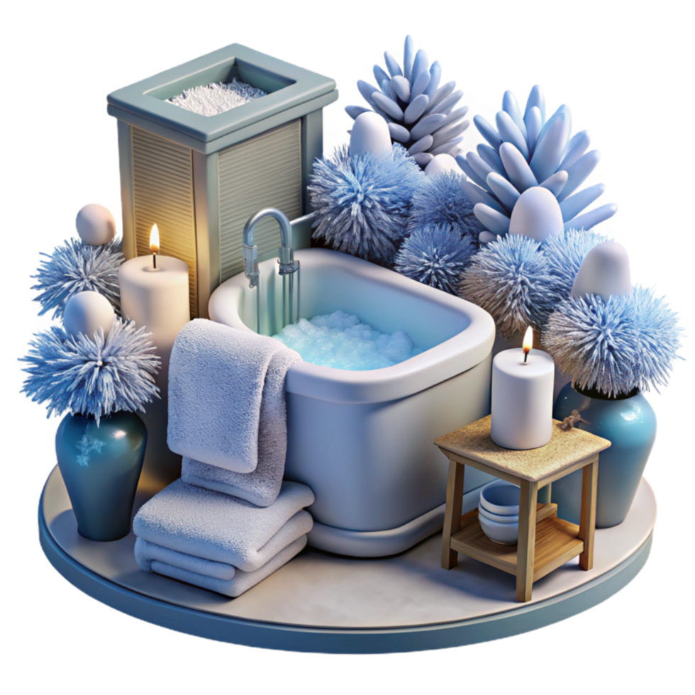 Relaxing Spa Bath Serenity, Tranquility, and Wellness png