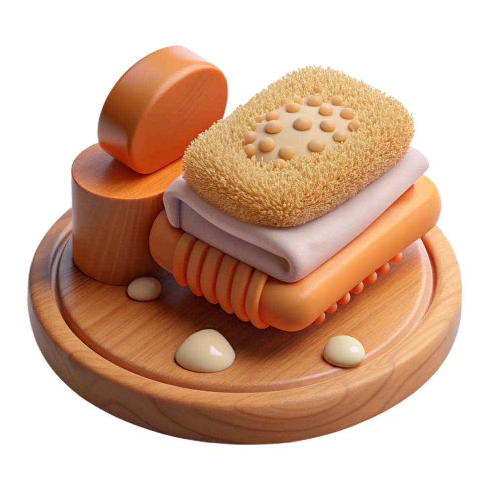 Spa Day Essentials Luxurious Bath Set, Wooden Tray, Soft Towels, Loofah png