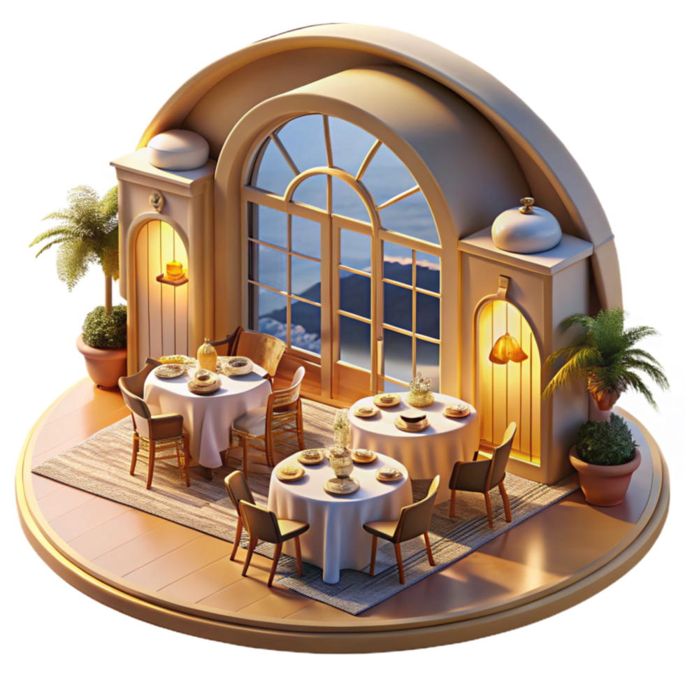 Elegant Dining Room with Ocean View png