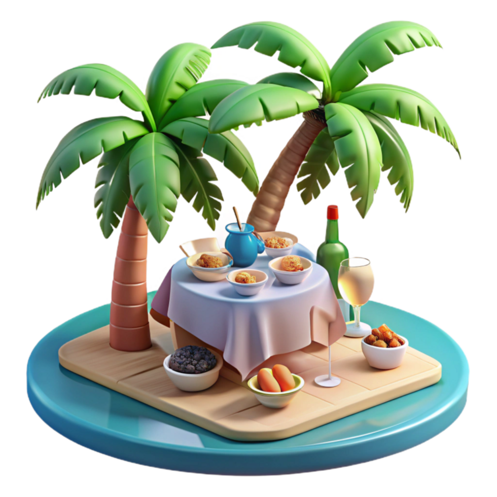 Tropical Island Feast A 3D Render of a Delicious Meal png