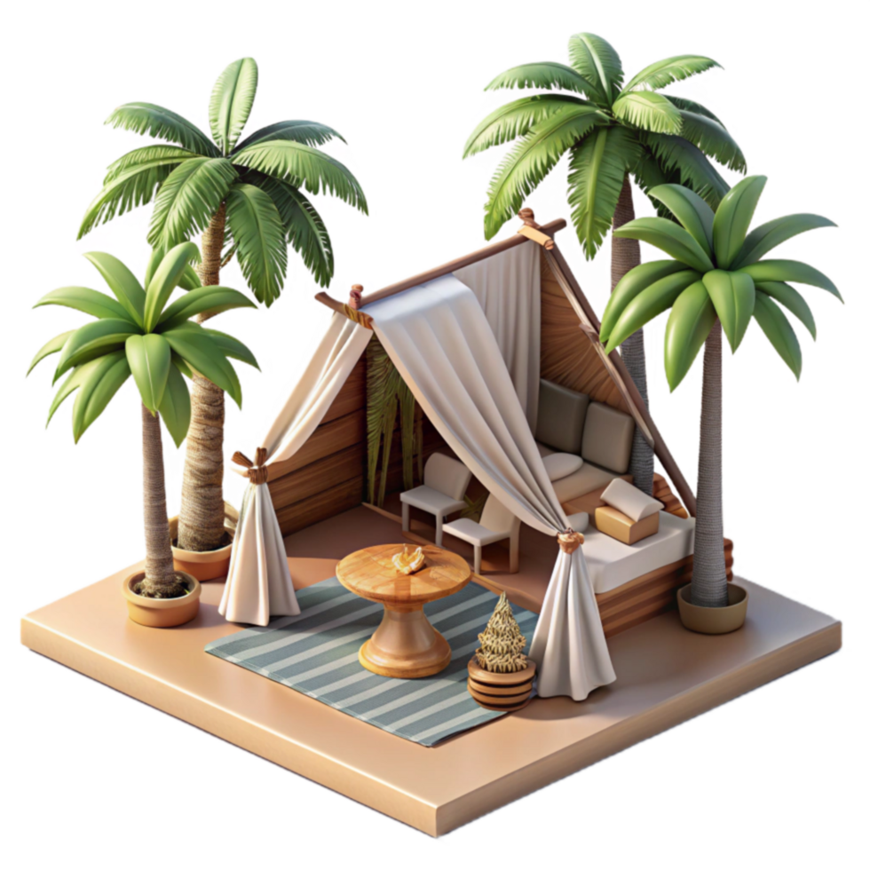 Tropical Getaway Relaxing Palm Tree Oasis Retreat png