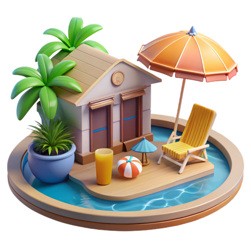 Summer Poolside Escape Beach House Relaxation png