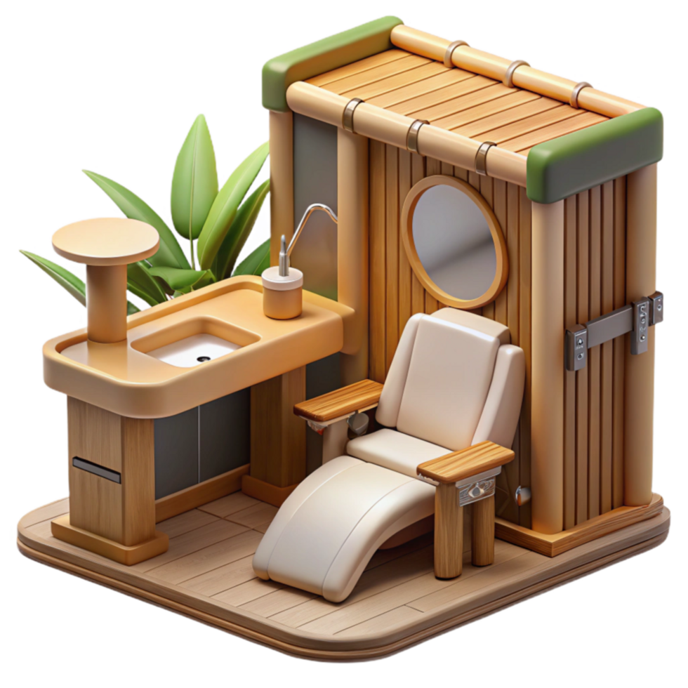 Relaxing Spa Room Wooden Sanctuary with Recliner png