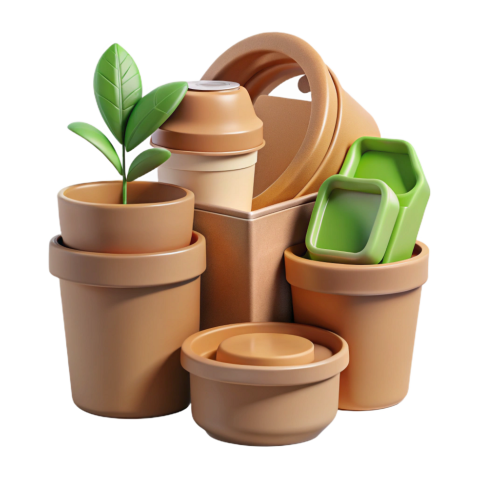 Eco-Friendly Takeaway Packaging with Plant png