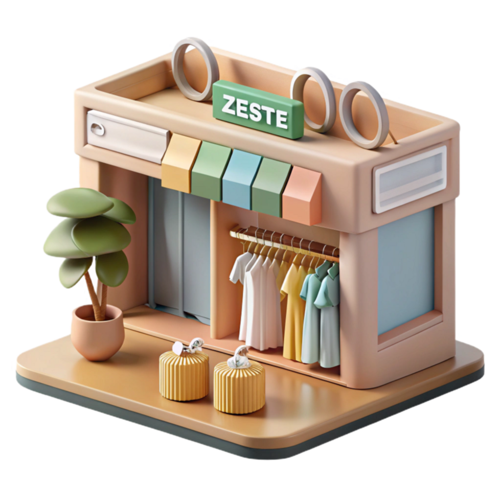 3D Model Retail Store with Clothing Display png
