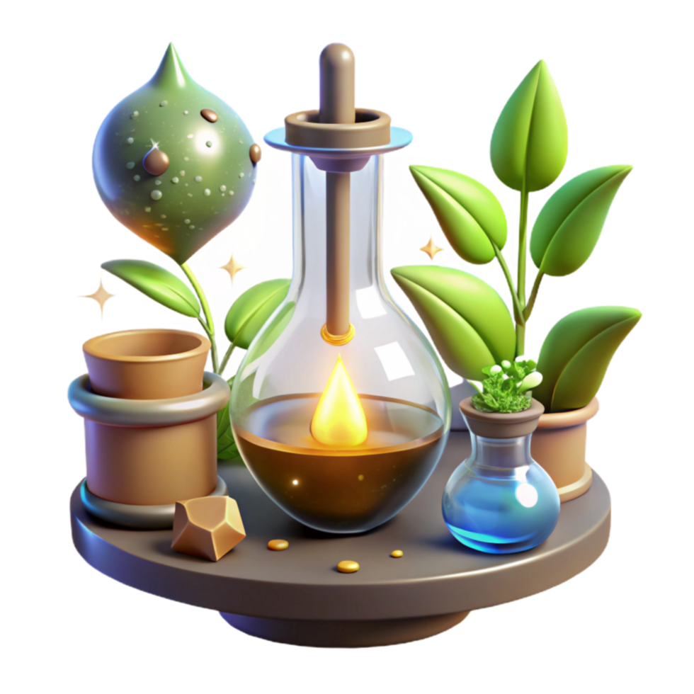 Botanical Alchemy Elixir, Plants, Glassware, Potion png