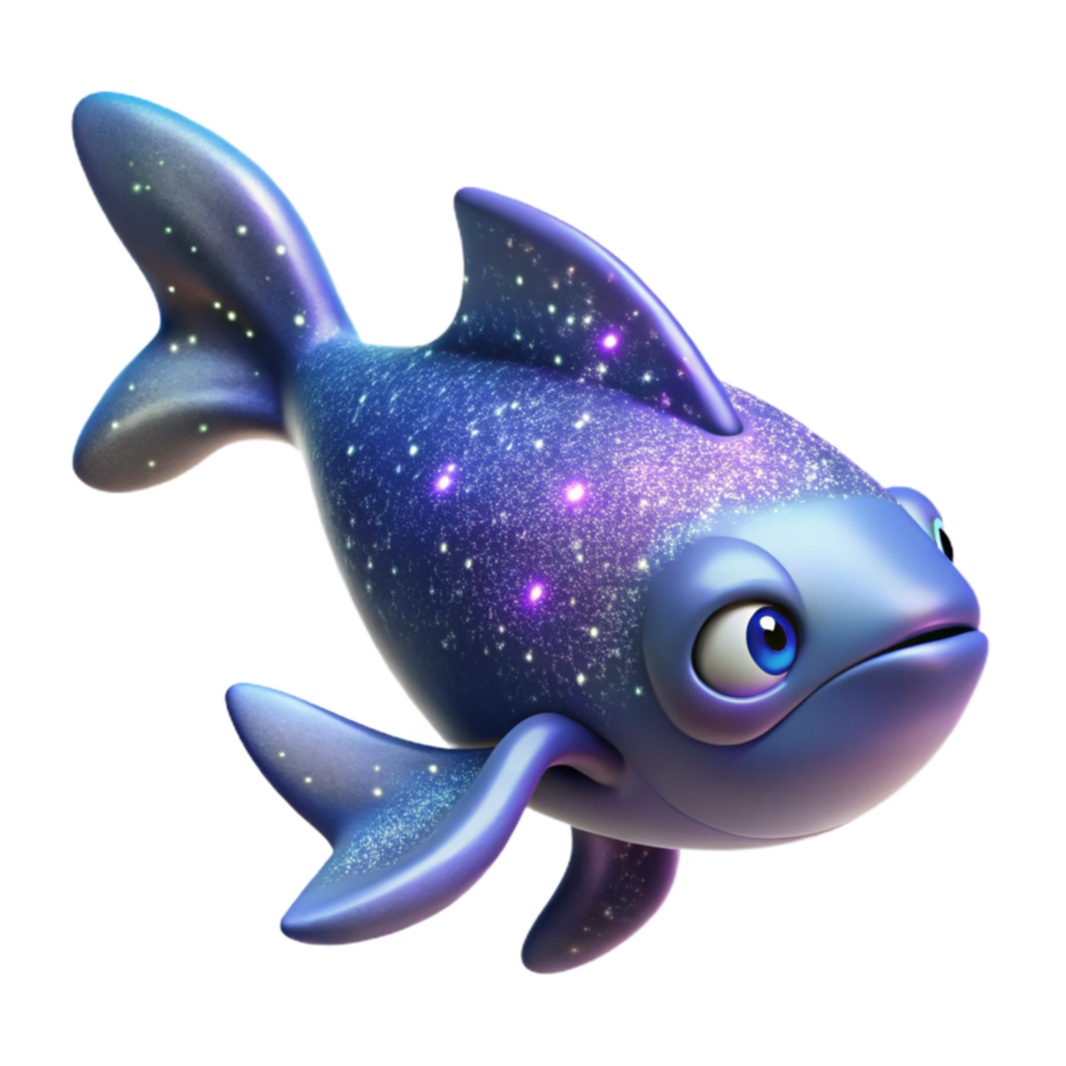 Galaxy Fish 3D Render of a Sparkling Aquatic Creature png