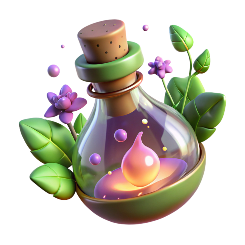 Magical Potion 3D Render of Herbal Elixir png