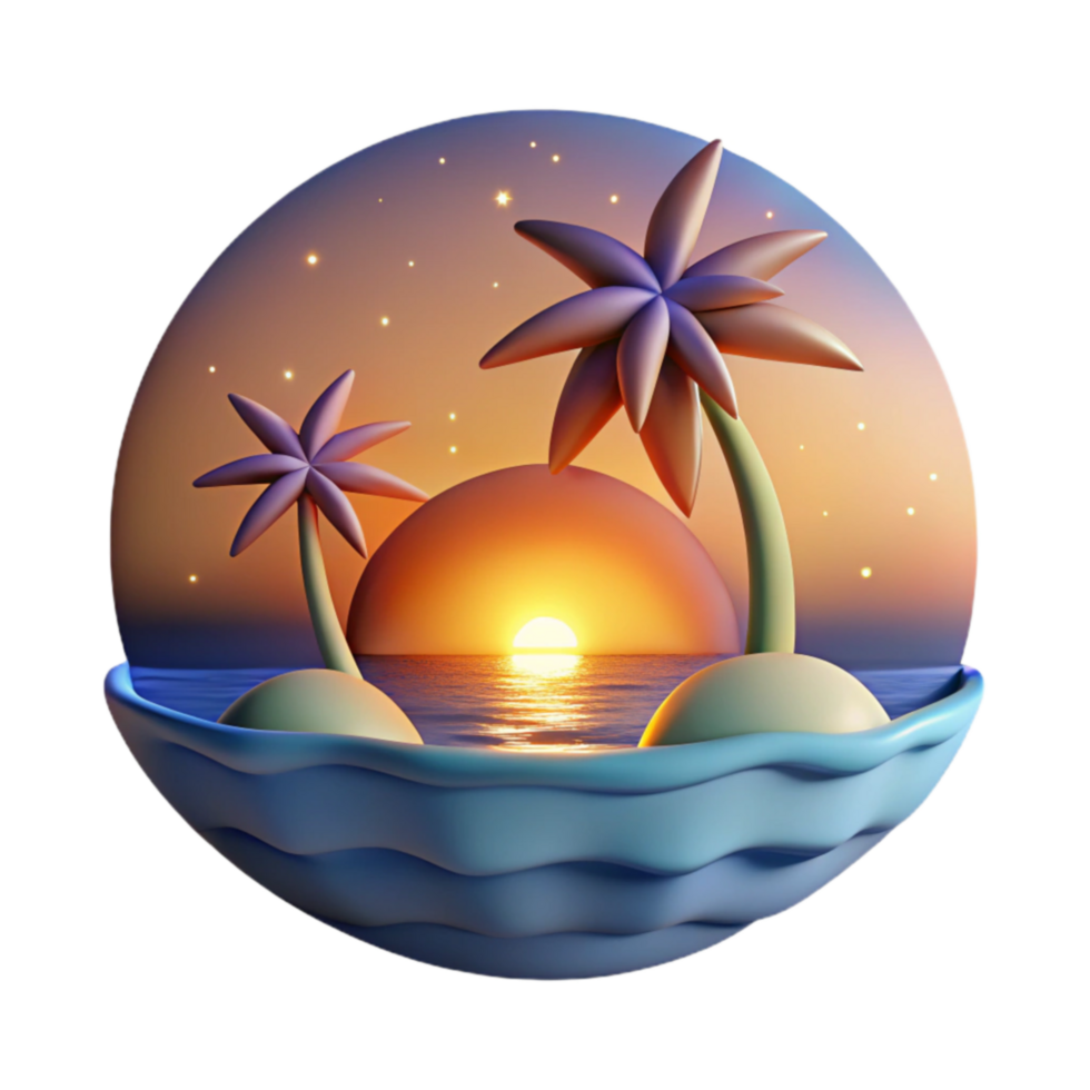 Sunset Paradise Tropical Island Scene png