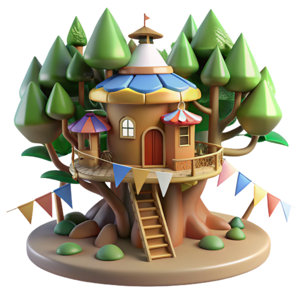 Enchanted Treetop House 3D Render of a Whimsical Fairy Tale Home png