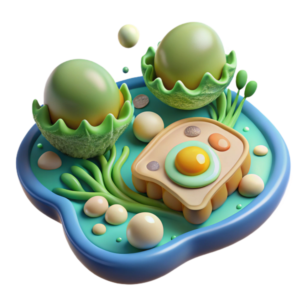 3D Cell Model Organelles, Cytoplasm, and Nucleus Visualization png