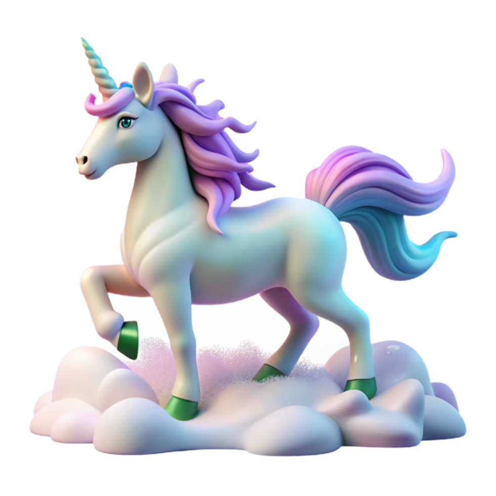 Magical Unicorn on Clouds Fantasy Art png