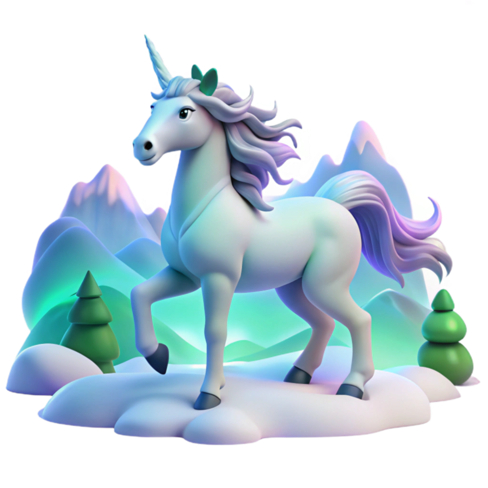 Magical Unicorn in Winter Wonderland png