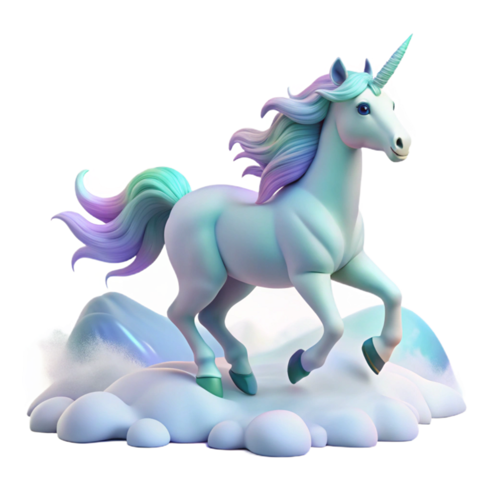 Pastel Unicorn Galloping on Clouds png