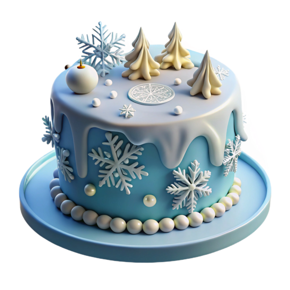 Winter Wonderland Cake Festive Blue Snowflake Design png