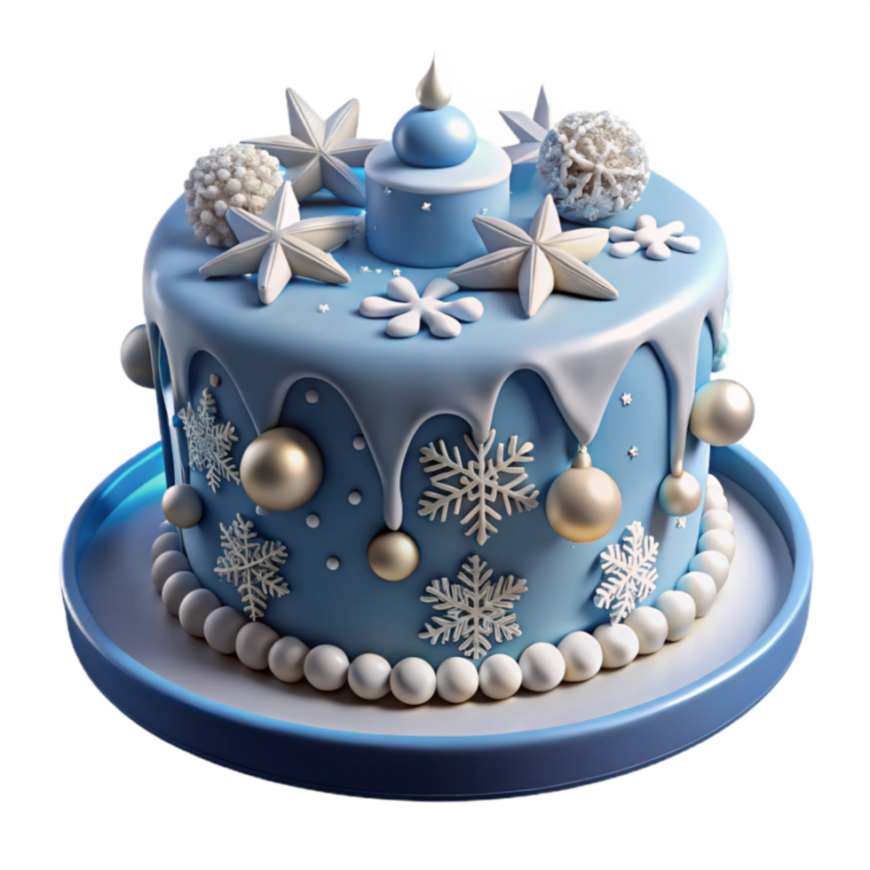 Winter Wonderland Cake Festive Blue Design png