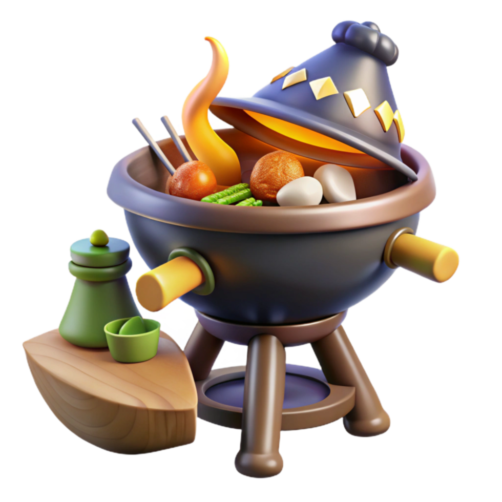 Grilling Assorted Food in a Pot png