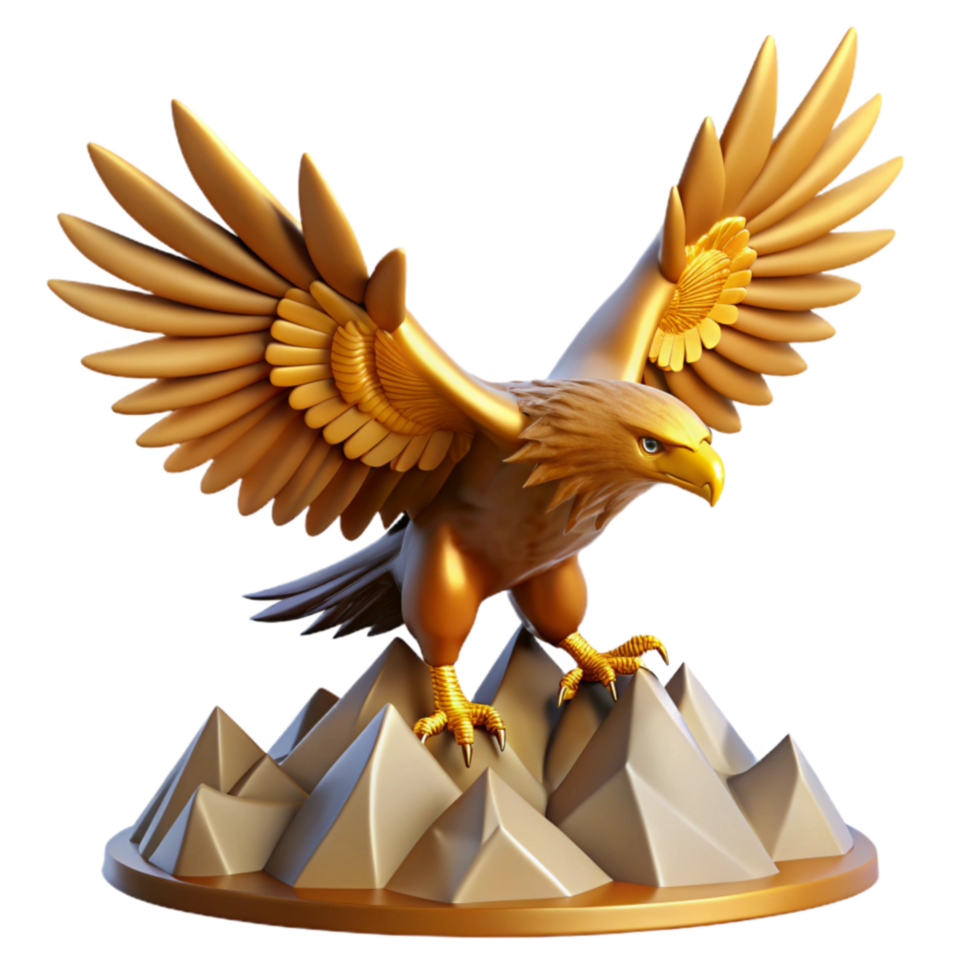 Golden Eagle Mountaintop Sculpture png