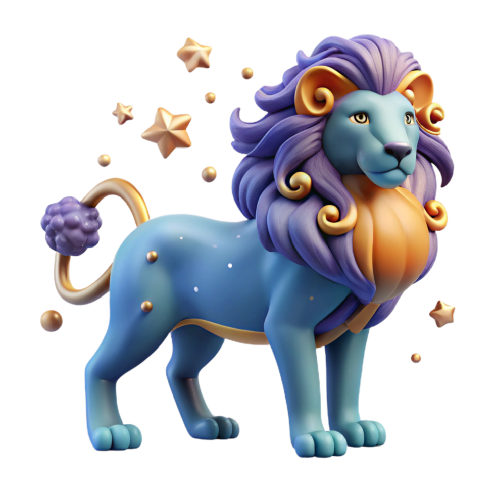 Celestial Lion 3D Render of a Fantasy Creature png