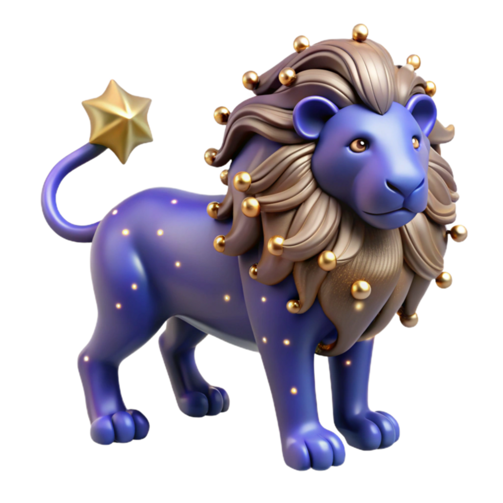 Celestial Lion 3D Render of a Starry Night Lion png